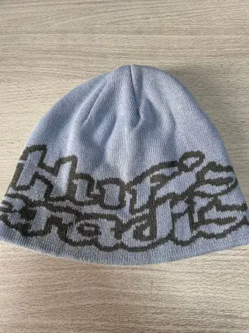 HUF 하프 비니 니트 모자 라이트 블루 그래피티 로고 스트릿