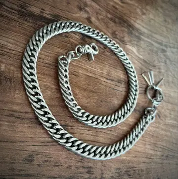 와이드 키헤이 실버 지갑 체인 약 77cm