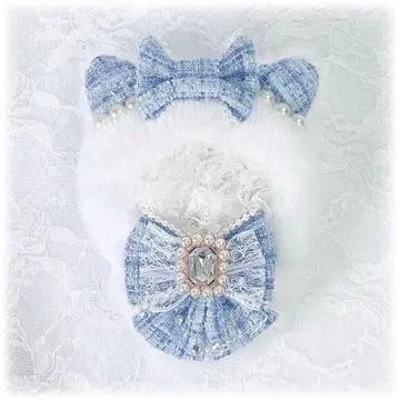 인형 옷 10cm~11cm 스카이블루 트위드 고양이 귀