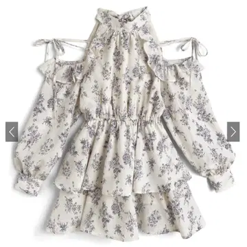 tg916 꽃무늬 숄더 오픈 여성 티어드 미니 원피스 GRL