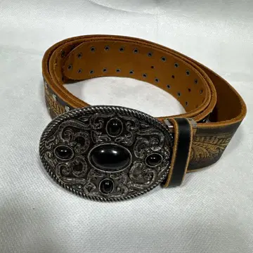 스터드 벨트 장식 버클 가죽 벨트