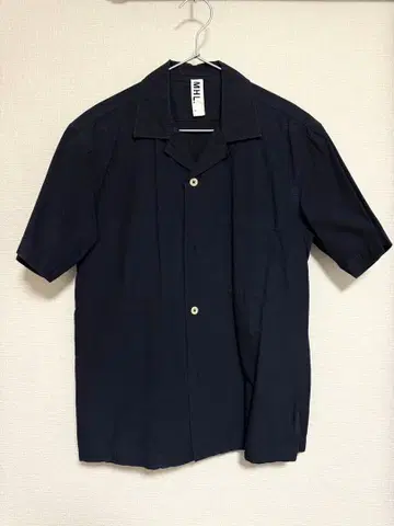 MHL 코튼 셔츠 반팔 오픈 카라