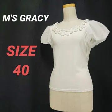 M'S GRACY 엠즈 그레이시 튤 퍼프 슬리브 티셔츠 리본 화이트