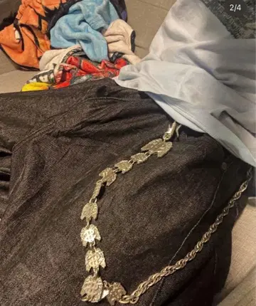 릴 웨인 90s 00s 특대형 롱 지갑 체인 돌 깃털 마크