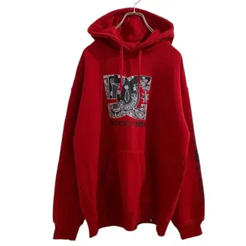 DC SHOES 풀오버 후드티 남성용 페이즐리 무늬 빨간색 M used