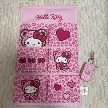 헬로키티 아베일 레오파드 무늬 핑크 월 포켓 키케이스
