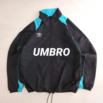 UMBRO 나일론 자켓 자수 로고 블랙 스카이블루