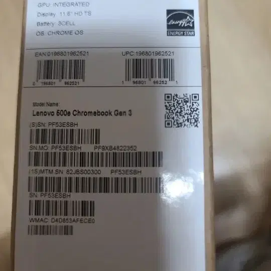 레노버 600e 크롬북 Gen3 4GB/64GB 새상품 풀박