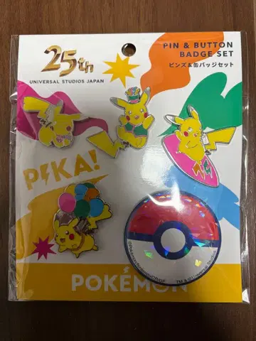 USJ/유니버셜 25주년/피카츄 포켓몬/핀즈&캔뱃지 세트