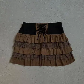 00s 미니 스커트 티어드 프릴 레이스 페어리 그런지 헤이세이 갸루