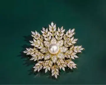 [ 새상품 ] 눈꽃송이 기하학 펄 브로치