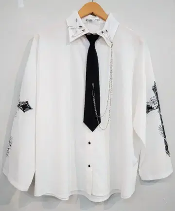 NUAGE 넥타이 부착 안전 핀 셔츠 화이트