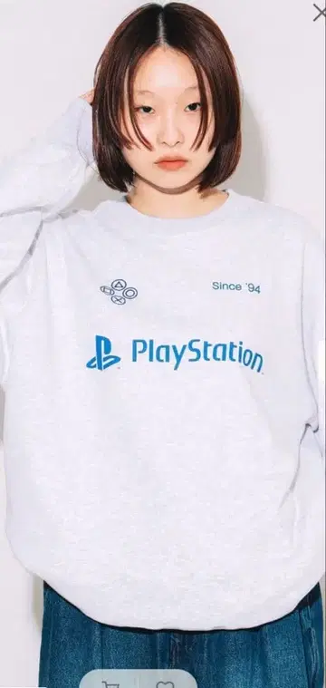 빔즈T 플레이스테이션 맨투맨 라이트 그레이 S 컨디션 최상