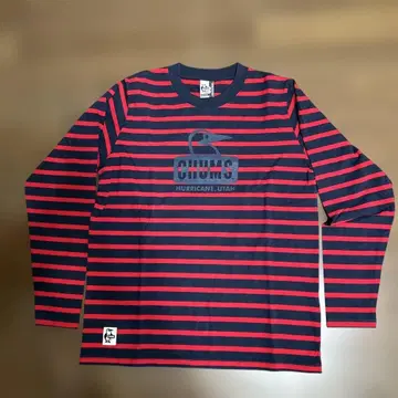 CHUMS 긴팔 T셔츠 네이비/레드 보더 사이즈 L