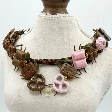 페이크 디저트 지네 초커 스트로베리 핸드메이드 서브컬쳐