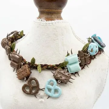 페이크 디저트 지네 초커 초코 민트 핸드메이드 서브컬쳐