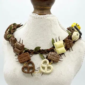 페이크 디저트 지네 초커 초코 바나나 핸드메이드 서브컬쳐