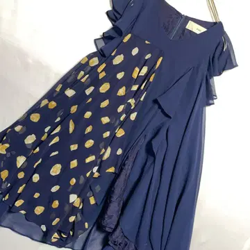 퍼퍼 furfur 비대칭 네이비 튜닉 프릴 소매 반팔