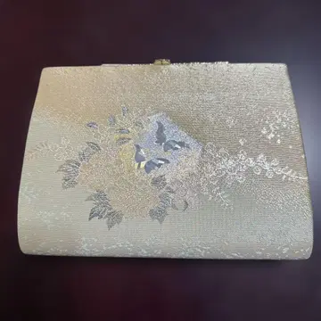 골드 자개풍 나비와 꽃 패턴 기모노 가방
