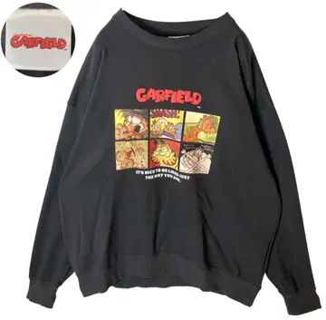 레어 구제 의류 가필드 빅 프린트 차콜 맨투맨 빅 사이즈