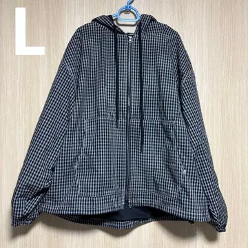 조조타운 지퍼 후드티 체크 L