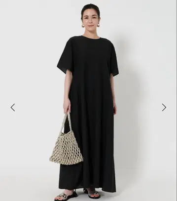 시어 백 리본 원피스 블랙