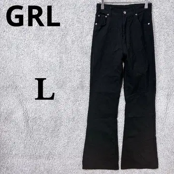 4697 그레일 GRL 플레어 팬츠 L 블랙 레이온 스트레치 슬림 레그