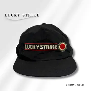 LUCKY STRIKE 캡 나일론 로고 자수 블랙 90s