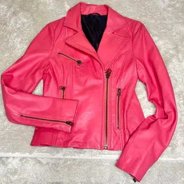 DURAS 램 가죽 라이더 자켓 핑크 F