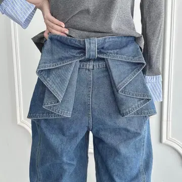 [ 미사용 새상품 택 포함 ] 백리본 블루 데님 팬츠