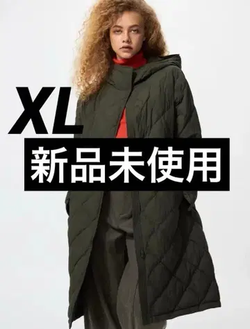 [ 미사용 새상품 ] 유니클로 퍼프 테크 롱 코트 릴랙스 핏 XL 올리브