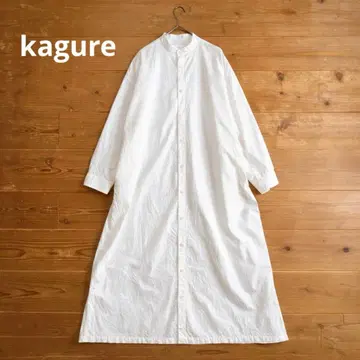 카구레 kagure 밴드 카라 오미 표백 코튼 실크 롱 원피스