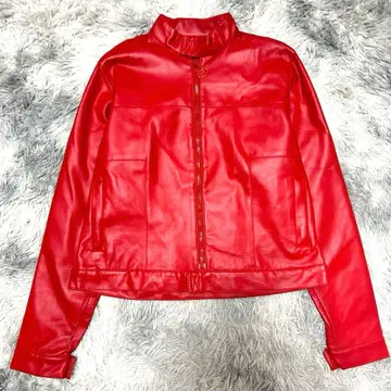 ROXY 록시 페이크 가죽 자켓 레드 라이더 싱글 빨간색