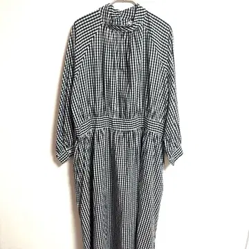 셔츠 원피스 깅엄 체크 롱 원피스 마이크코