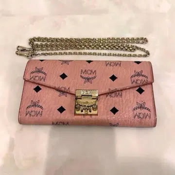 MCM 체인 지갑 장지갑 핑크