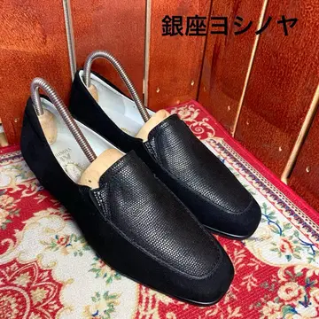 긴자 요시노야 스웨이드 펌프스 로퍼 사이드 고어 블랙 22.5cm