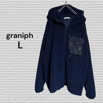 [ graniph ] 뷰티풀 섀도우 자카드 보아 지퍼 후드티 L