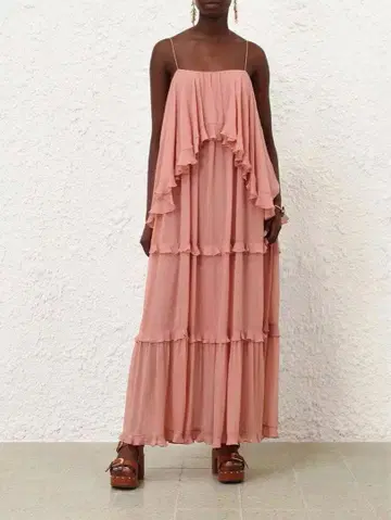 ZIMMERMANN LUNA 프릴 슬립 드레스