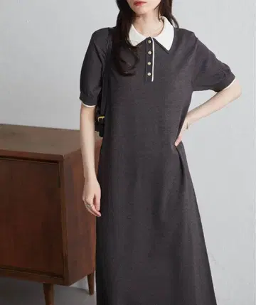 RANAN 더블 칼라 폴로 니트 원피스