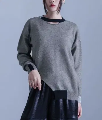 kOhAKU 니트탑 비대칭 오샤레 워커