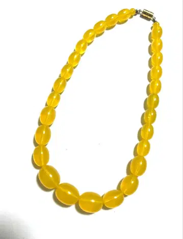 빈티지 허니 앰버 조 목걸이 오벌 비즈 고급 레트로