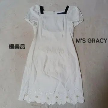 M'S GRACY 엠즈 그레이시 원피스 펄 자수 퍼프 슬리브 린넨