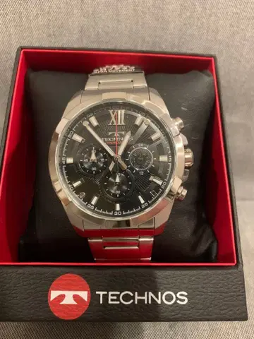 TECHNOS 크로노그래프 시계 실버/블랙