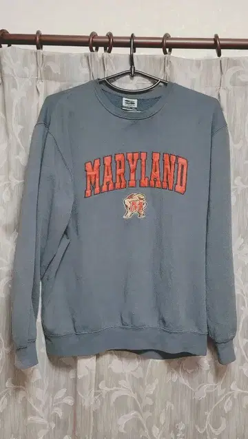 [차콜 그레이] 90s 메릴랜드 대학교 칼리지 맨투맨 자수 로고