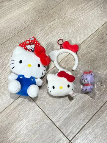 헬로키티 봉제 인형 키링 3개 세트 + 덤 1개