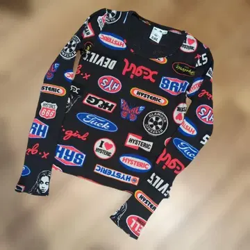 x-girl hysteric 콜라보 로고 긴팔 티셔츠