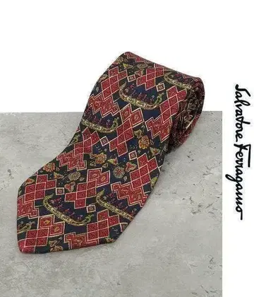 Y054/살바토레 페라가모 넥타이 깃 끝 너비 9cm 실크