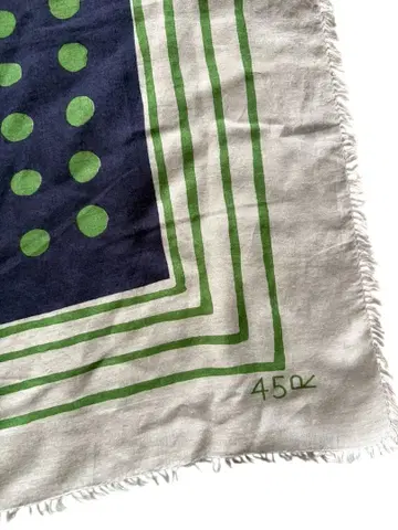 45R 도트 보더 스카프 스톨 네이비 스카이블루 그린 일본제 대형