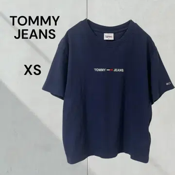 타미힐피거 진스 로고 자수 T셔츠 베이직 네이비 면100%