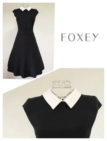 FOXEY 폭시 프렌치 노블 화이트 카라 니트 원피스 레어 42
